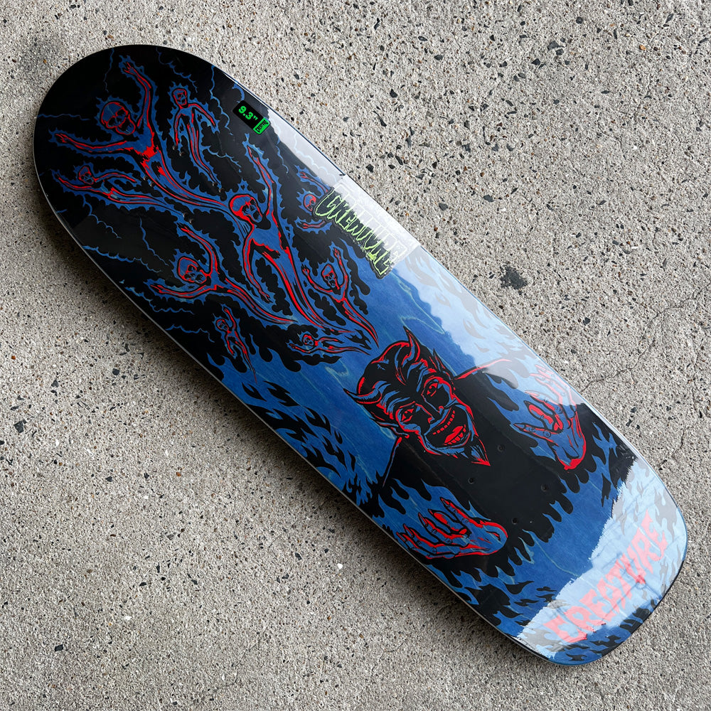 9.3in x 31.925in HELL SKATEBOARD DECK
