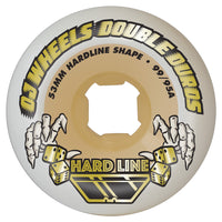 53mm DOUBLE DURO WHITE / GUM HARDLINE 99A/95A SKATEBOARD WHEELS