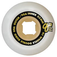53mm DOUBLE DURO WHITE / GUM HARDLINE 99A/95A SKATEBOARD WHEELS
