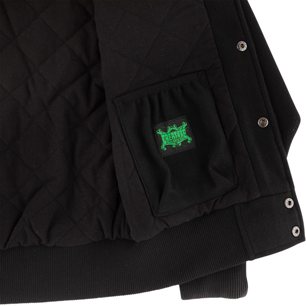 DROP OUT HOODED VARSITY JACKET