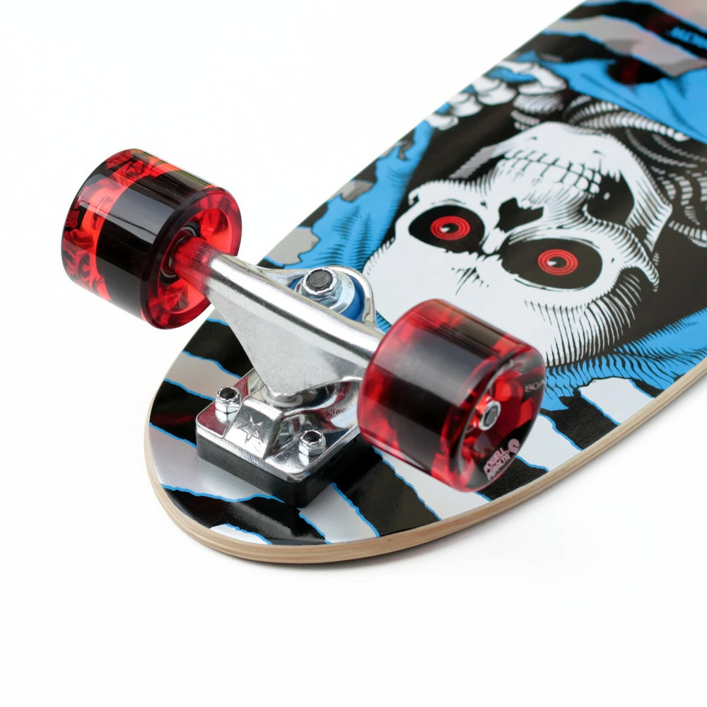 7.5in x 24.0in RIPPER CRUISER SKATEBOARD COMPLETE SILVER/BLUE