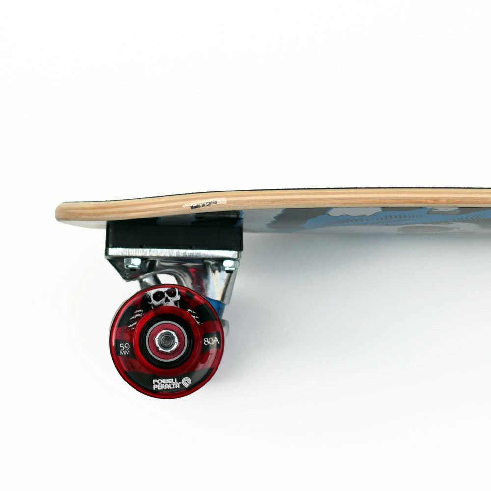 7.5in x 24.0in RIPPER CRUISER SKATEBOARD COMPLETE SILVER/BLUE