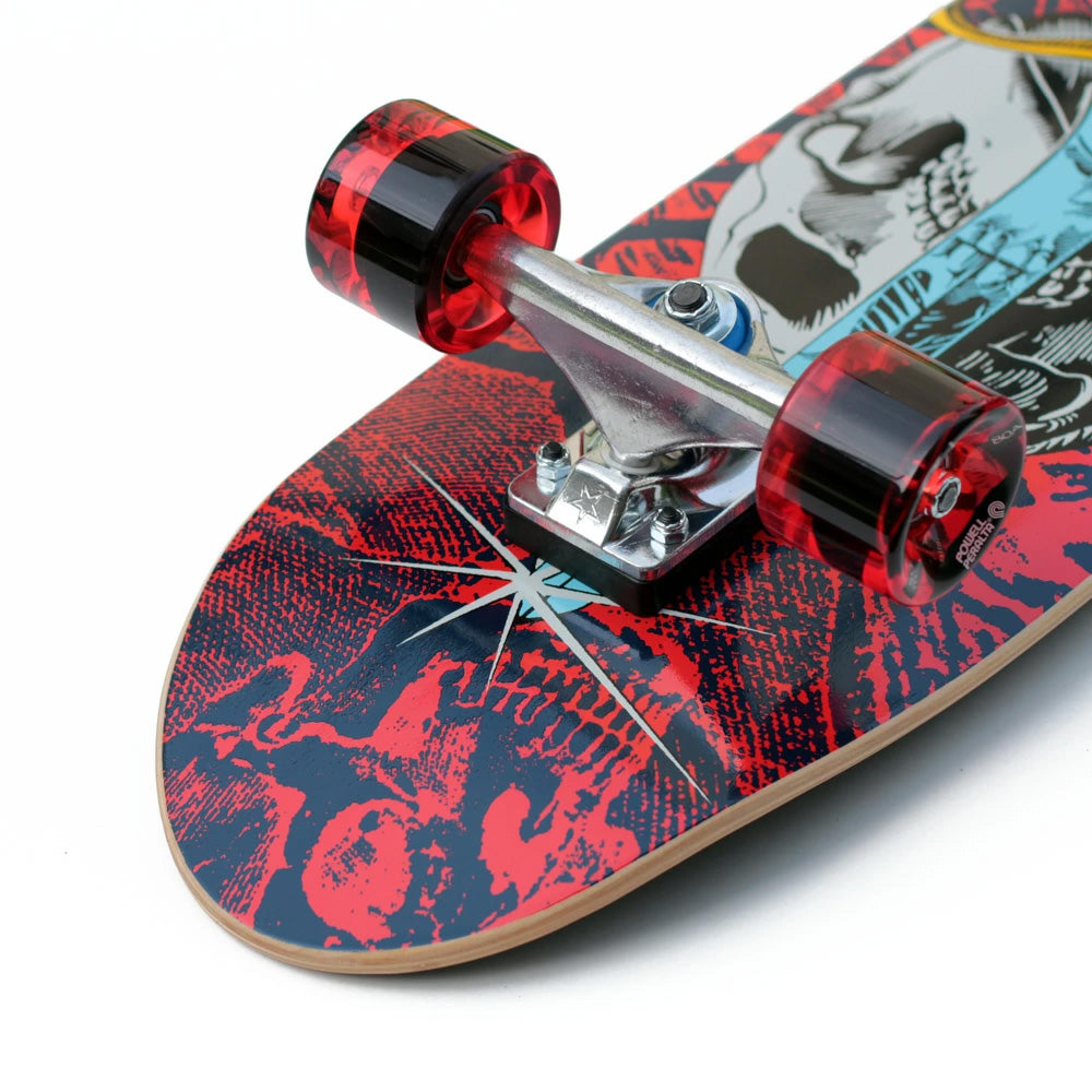 8.0in x 30.0in SKULL&SWORD CRUISER SKATEBOARD COMPLETE NAVY/RED
