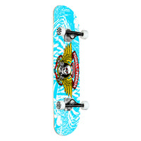 8.0in x 31.45in WINGED RIPPER WHITE/BLUE SKATEBOARD COMPLETE