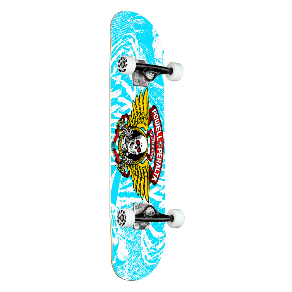 8.0in x 31.45in WINGED RIPPER WHITE/BLUE SKATEBOARD COMPLETE