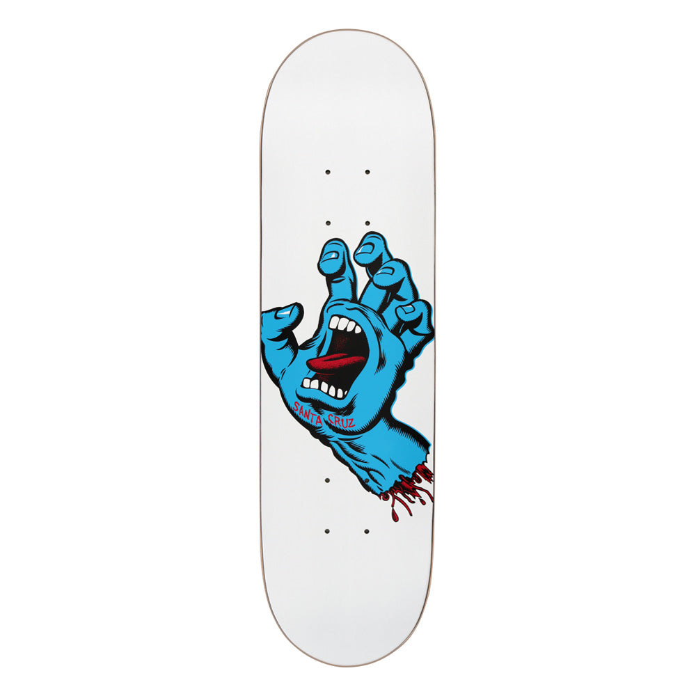 7.25in x 27.0in SCREAMING HAND WHITE  TEAM SKATEBOARD DECK