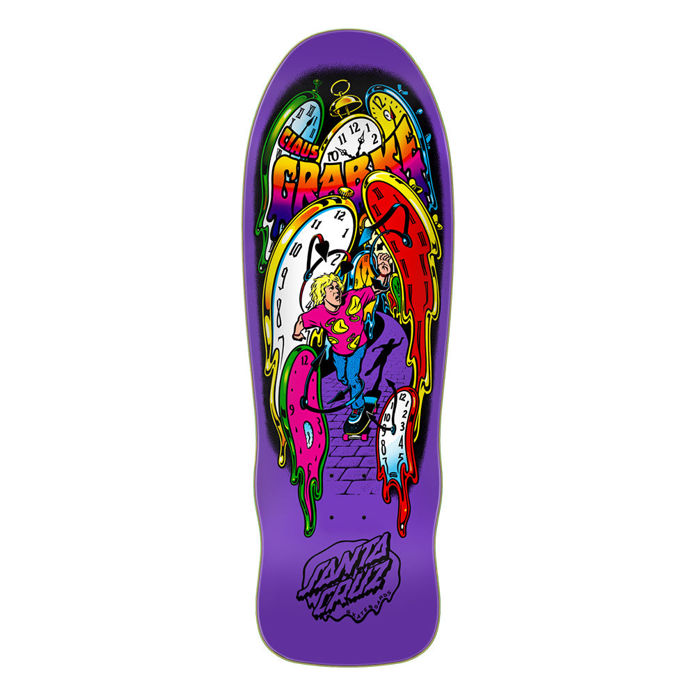 9.7in x 29.4in GRABKE MELTING CLOCKS REISSUE SKATEBOARD DECK