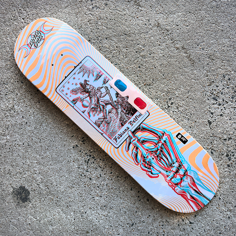 8.25in x 31.6in DELFINO UNWOUND ANAGLYPH PRO SKATEBOARD DECK