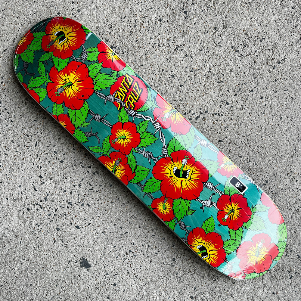 8.0in x 31.6in SCREAMING HIBISCUS BIRCH SKATEBOARD DECK