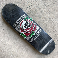 9.25in x 31.95in DRESSEN SKULL ROSE PRO SKATEBOARD DECK