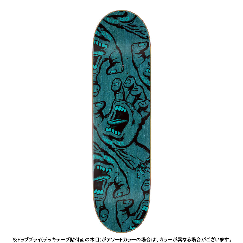 8.25in x 31.83in CROWDED HAND SKATEBOARD DECK