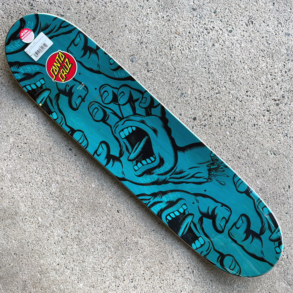 8.25in x 31.83in CROWDED HAND SKATEBOARD DECK