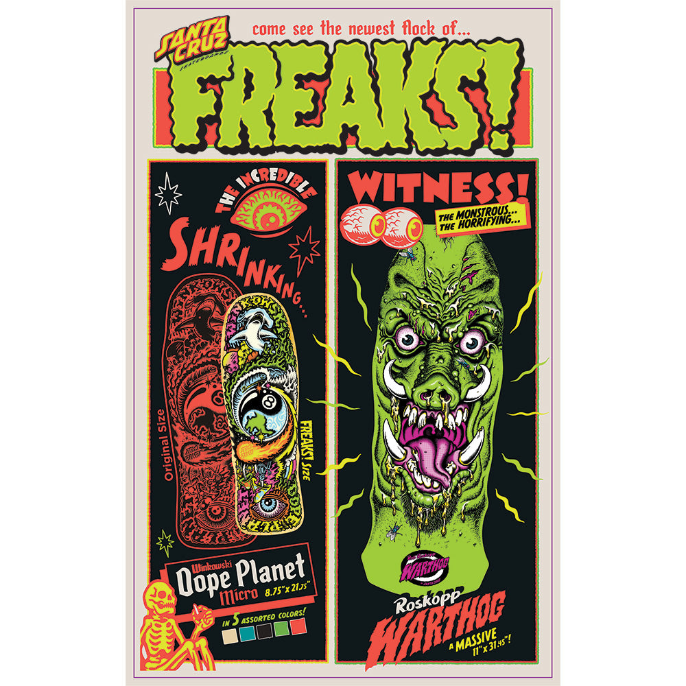 11.0in x 31.445in FREAKS ROSKOPP WARTHOG SKATEBOARD DECK