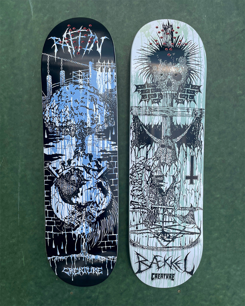 8.53in x 32.19in RAFFIN BLK MTL PRO SKATEBOARD DECK