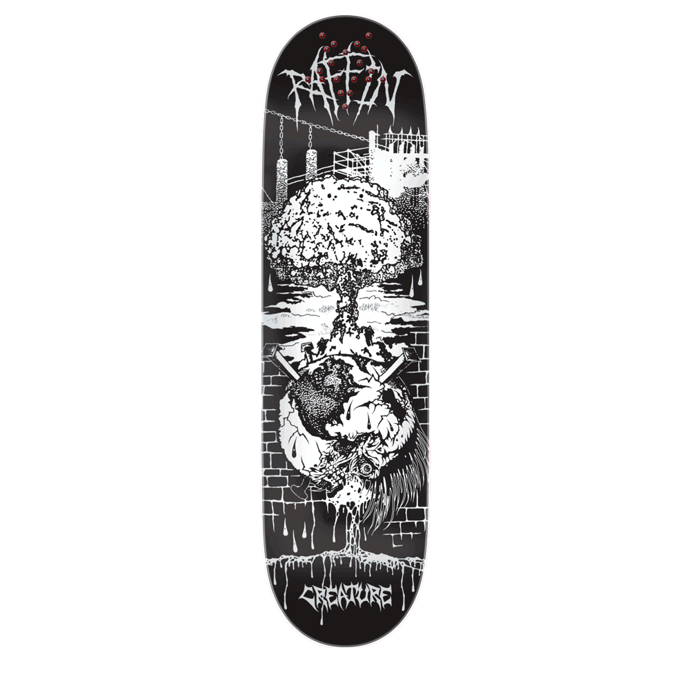 8.53in x 32.19in RAFFIN BLK MTL PRO SKATEBOARD DECK