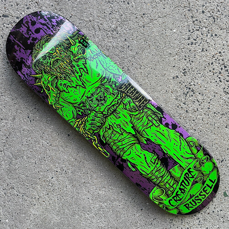 8.75in x 32.15in RUSSELL VIKINGS OF HESH LAW XX PRO SKATEBOARD DECK