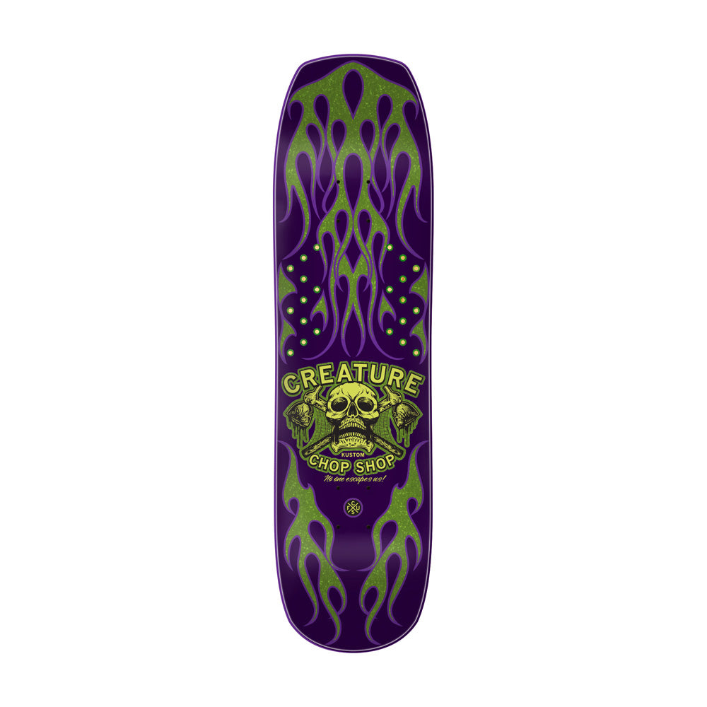 8.5in x 32.05in CHOP SHOP FLAME SKATEBOARD DECK