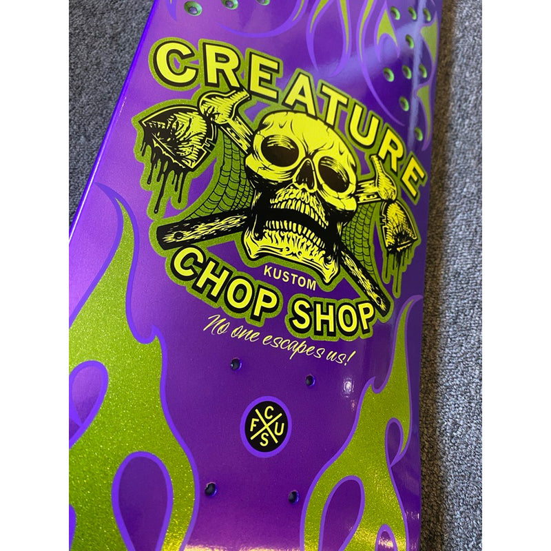 8.5in x 32.05in CHOP SHOP FLAME SKATEBOARD DECK