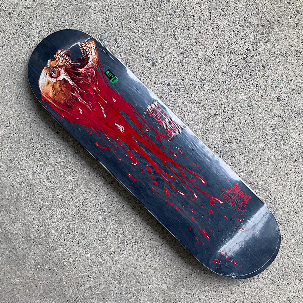 8.53in x 32.19in CANNIBAL CORPSE SKULL AND BLOOD SKATEBOARD DECK