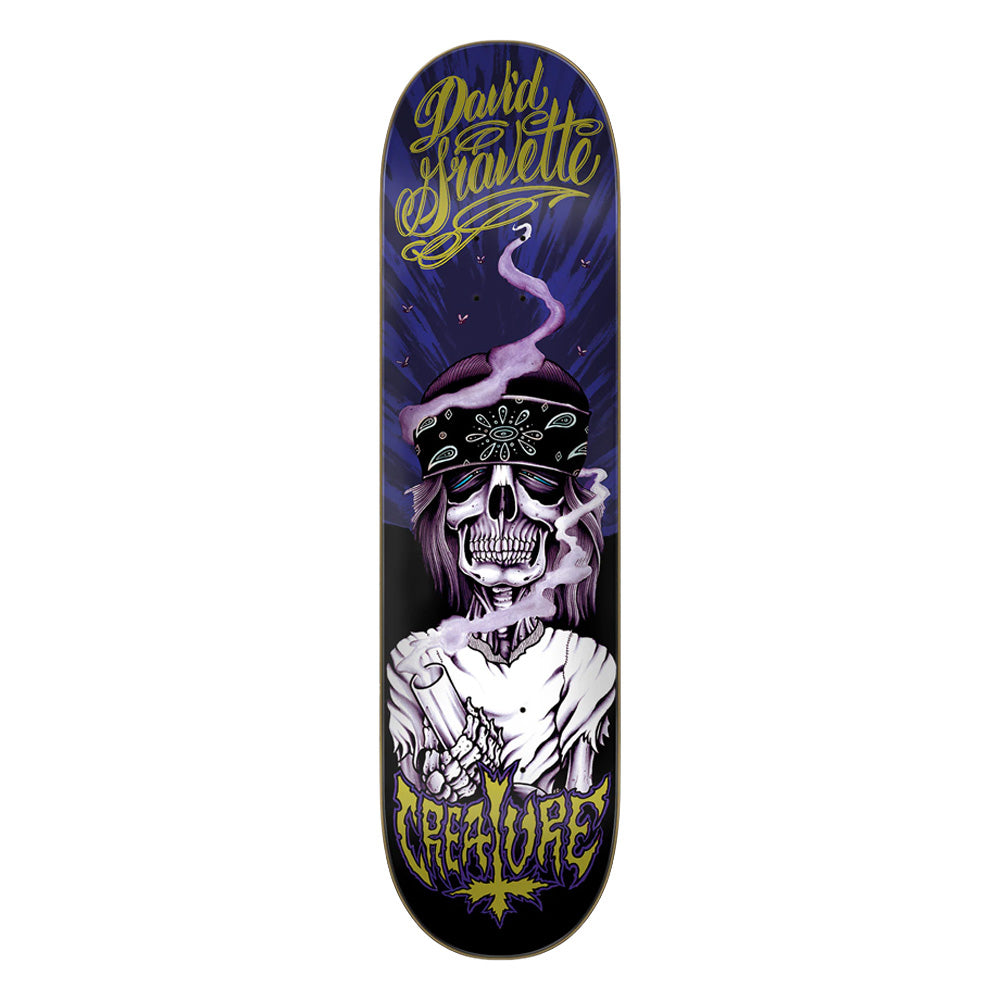 8.3in x 32.2in GRAVETTE HIPPIE SKULL 20TH PRO SKATEBOARD DECK