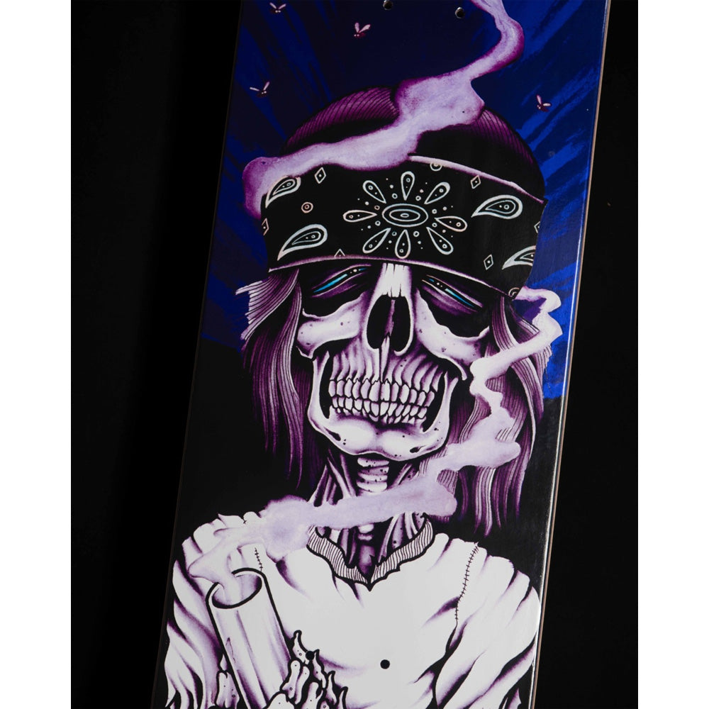 8.3in x 32.2in GRAVETTE HIPPIE SKULL 20TH PRO SKATEBOARD DECK