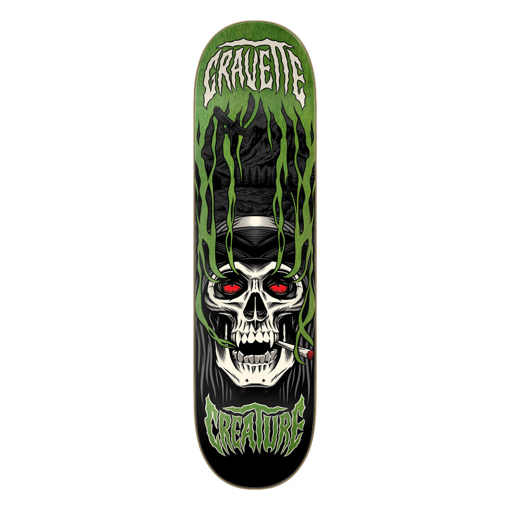 8.3in x 32.2in GRAVETTE HIPPIE SKULL Ⅳ PRO SKATEBOARD DECK