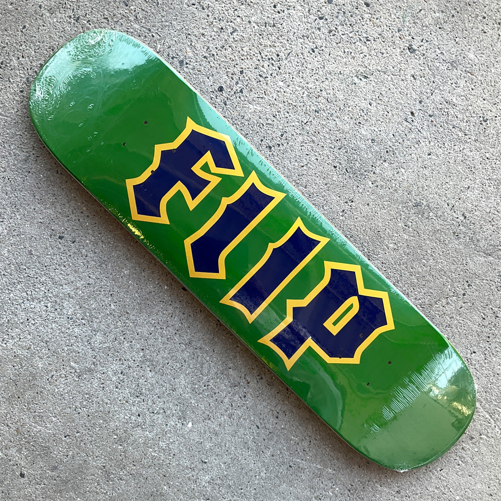 8.125in x 31.59in CANCELLED LOGO GREEN TEAM SKATEBOARD DECK