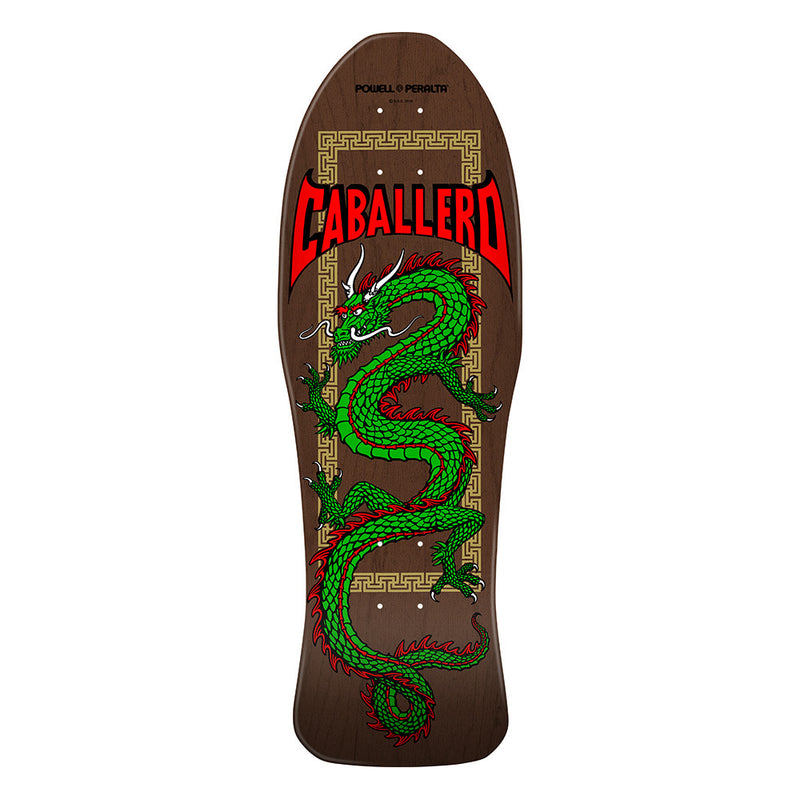 10.0in x 30.0in STEVE CABALLERO CHINESE DRAGON REISSUE BROWN STAIN SKATEBOARD DECK