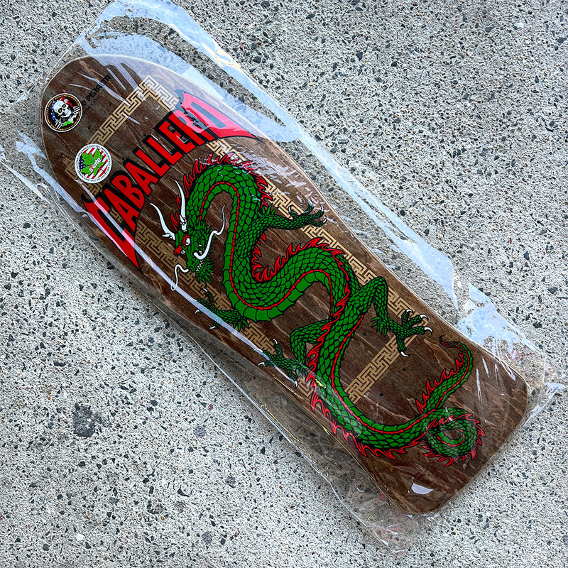 10.0in x 30.0in STEVE CABALLERO CHINESE DRAGON REISSUE BROWN STAIN SKATEBOARD DECK