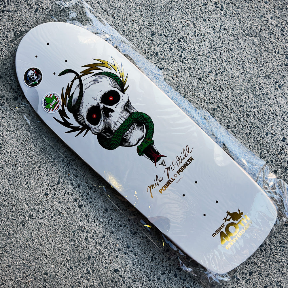 10.0in x 30.125in MIKE MCGILL 40TH ANNIVERSARY REISSUE SKATEBOARD DECK SHAPE 160