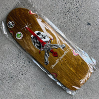10.0in x 30.0in OG RAY RODRIGUEZ SKULL & SWORD REISSUE SKATEBOARD DECK BROWN SHAPE 166