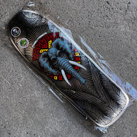 9.85in x 30.0in VALLELY ELEPHANT SILVER FOIL SKATEBOARD DECK SHAPE 163