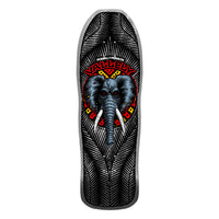 9.85in x 30.0in VALLELY ELEPHANT SILVER FOIL SKATEBOARD DECK SHAPE 163