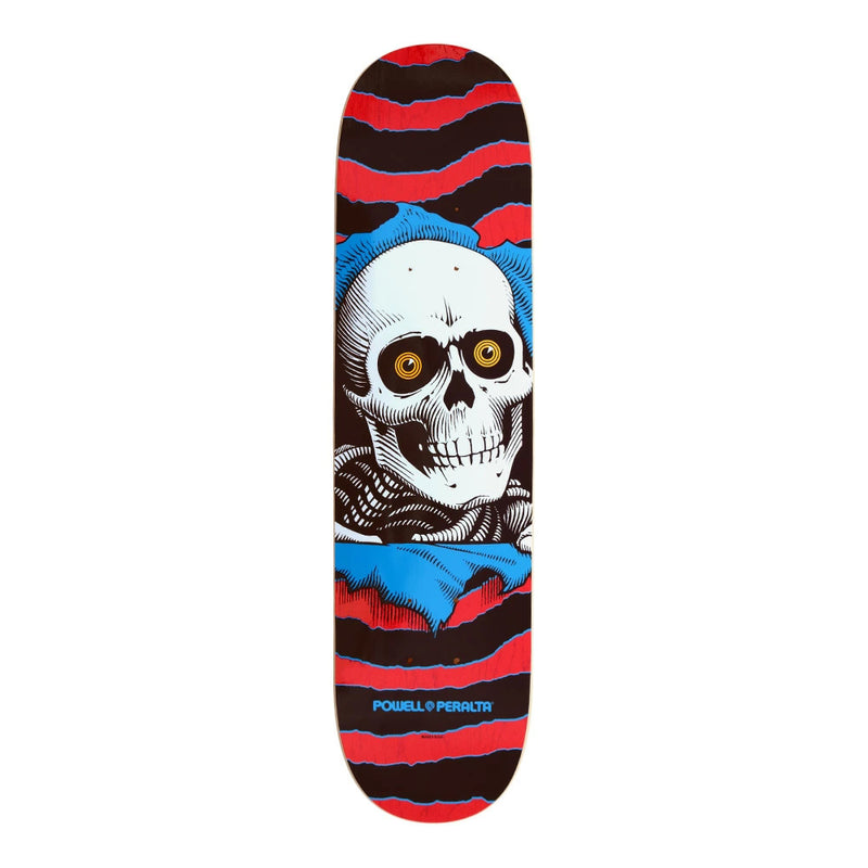 7.0in x 28.0in RIPPER RED/STAIN BLUE SKATEBOARD DECK SHAPE 239