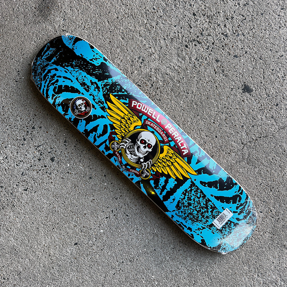 7.0in x 28.0in WINGED RIPPER BLACK/LIGHT BLUE SKATEBOARD DECK SHAPE 239
