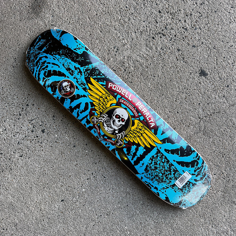 7.0in x 28.0in WINGED RIPPER BLACK/LIGHT BLUE SKATEBOARD DECK SHAPE 239