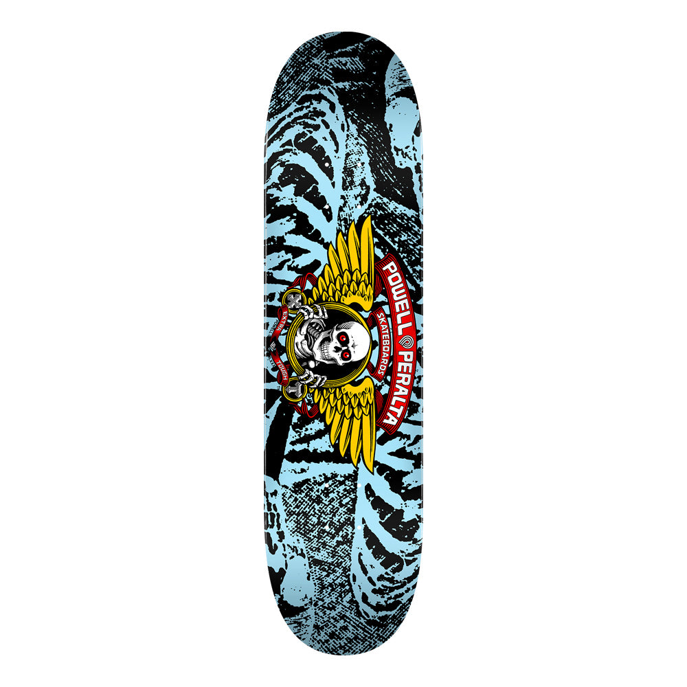 7.0in x 28.0in WINGED RIPPER BLACK/LIGHT BLUE SKATEBOARD DECK SHAPE 239