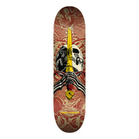 7.5in x 28.65in SKULL & SWORD KHAKI/BURGUNDY SKATEBOARD DECK SHAPE 191