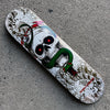7.75in x 31.08in SKULL&SNAKE WHITE/METALIC GOLD SKATEBOARD DECK SHAPE 291