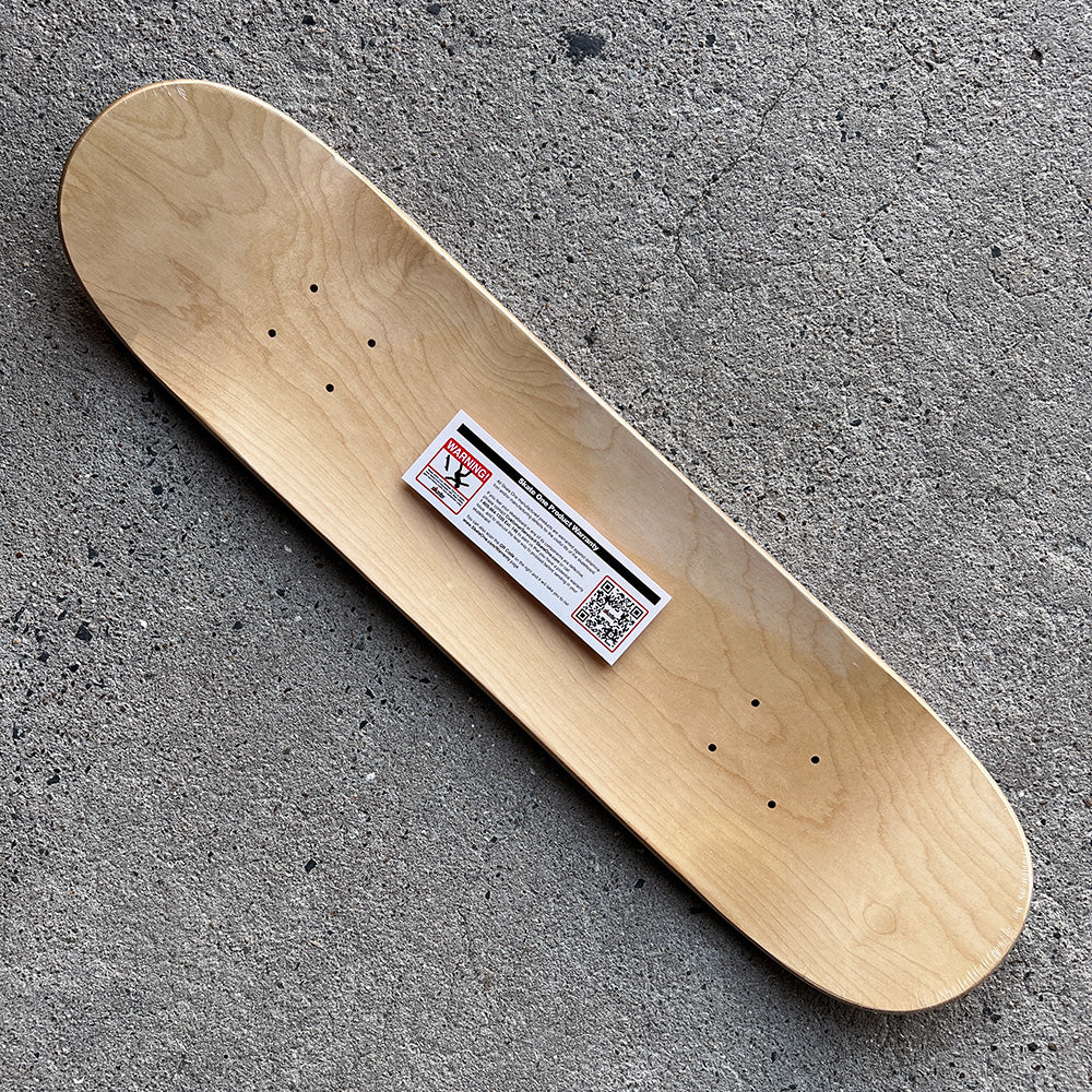 7.75in x 31.08in SKULL&SNAKE WHITE/METALIC GOLD SKATEBOARD DECK SHAPE 291