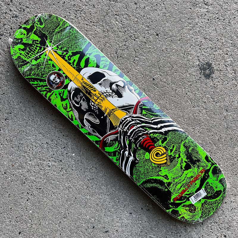 8.0in x 31.45in SKULL&SWORD GREEN SKATEBOARD DECK SHAPE 242