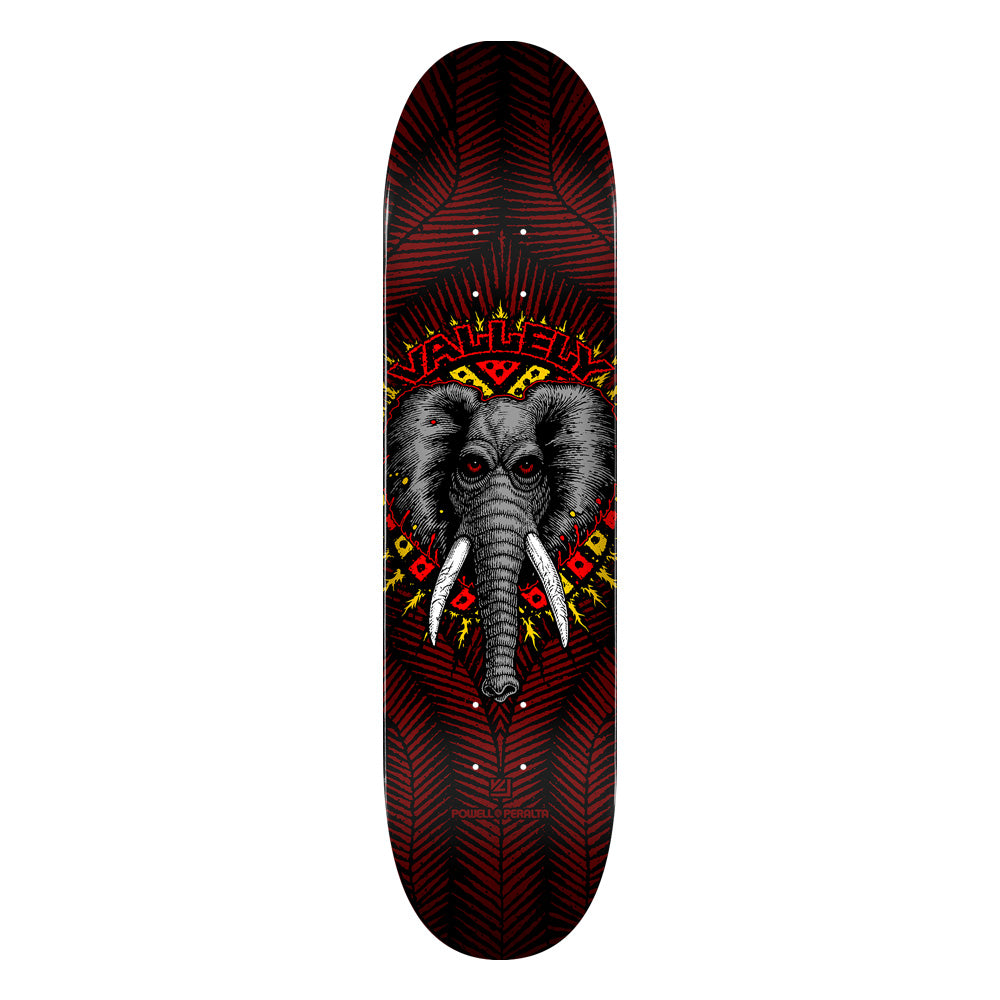 8.0in x 31.45in MIKE VALLELY ELEPHANT BLACK/BURGUNDY SKATEBOARD DECK SHAPE 242