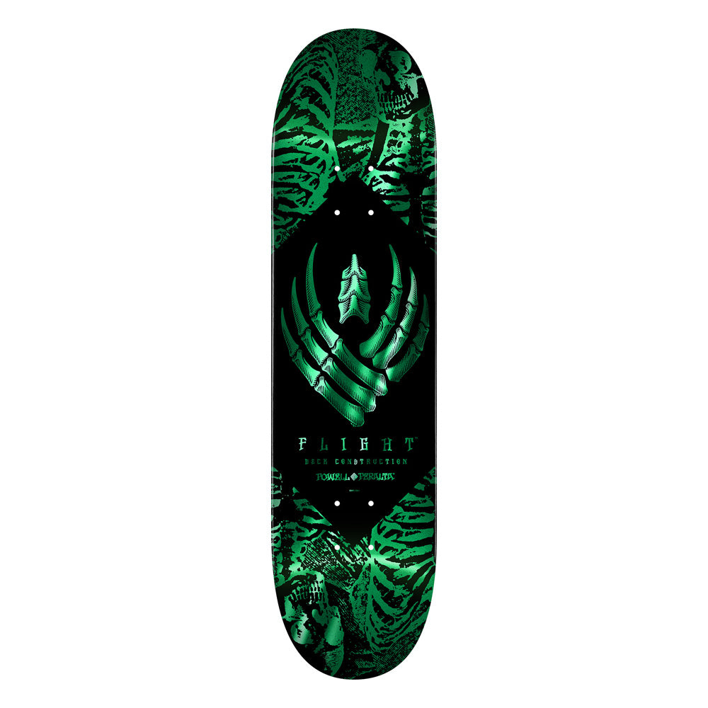 8.13in x 31.58in FLIGHT® SKELTON TEAL FOIL SKATEBOARD DECK SHAPE 242W