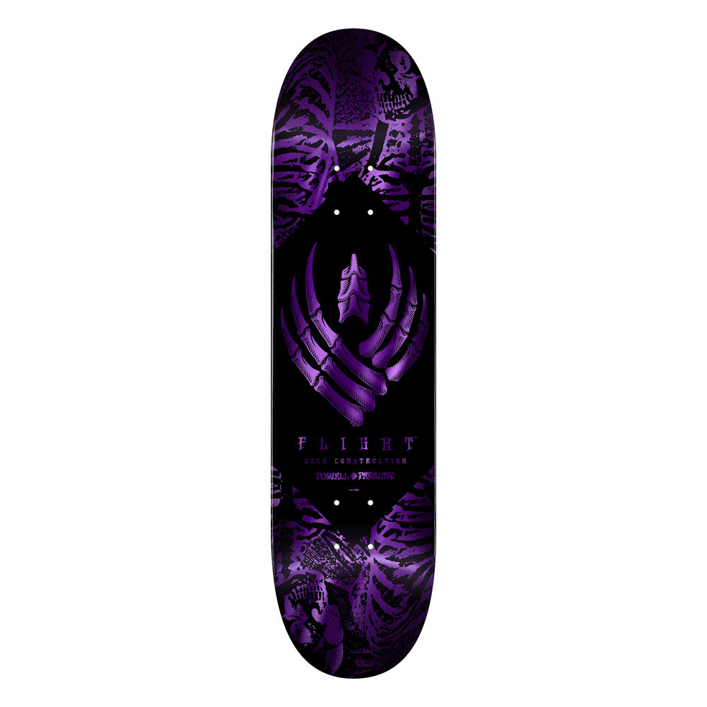 9.0in x 32.45in FLIGHT® SKELTON PURPLE FOIL SKATEBOARD DECK SHAPE 309