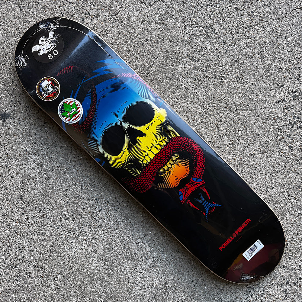 8.0in x 31.45in MCGILL SKULL & SNAKE YELLOW FADE SKATEBAORD DECK SHAPE 247