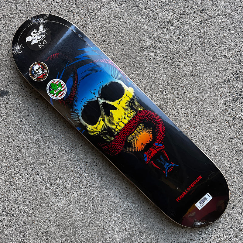 8.0in x 31.45in MCGILL SKULL & SNAKE YELLOW FADE SKATEBAORD DECK SHAPE 247