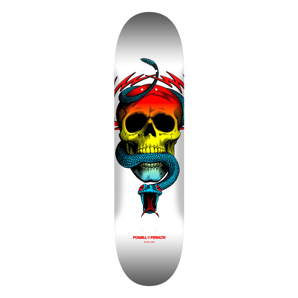 8.5in x 32.08in MCGILL SKULL & SNAKE YELLOW FADE SKATEBOARD DECK SHAPE 244