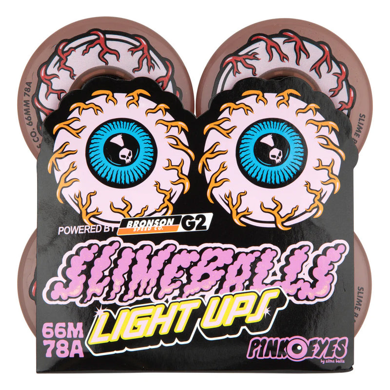 66mm LIGHT UPS PINK EYES 78A SKATEBOARD WHEELS