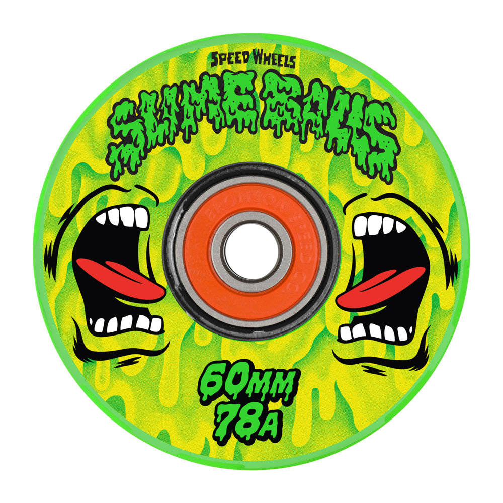 60mm SCREAMING SLIME LIGHT UPS OG SLIME GREEN/YELLOW 78A SKATEBOARD WHEELS
