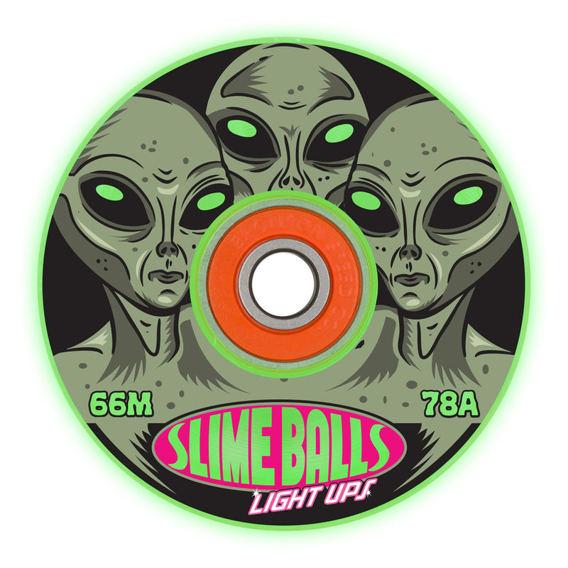 66mm FRIENDS OF PLANET 9 LIGHT UPS OG SLIME GITD 78A SKATEBOARD WHEELS
